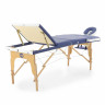 Стол массажный переносной с деревянной рамой JF-AY01 3-секционный синий/белый
